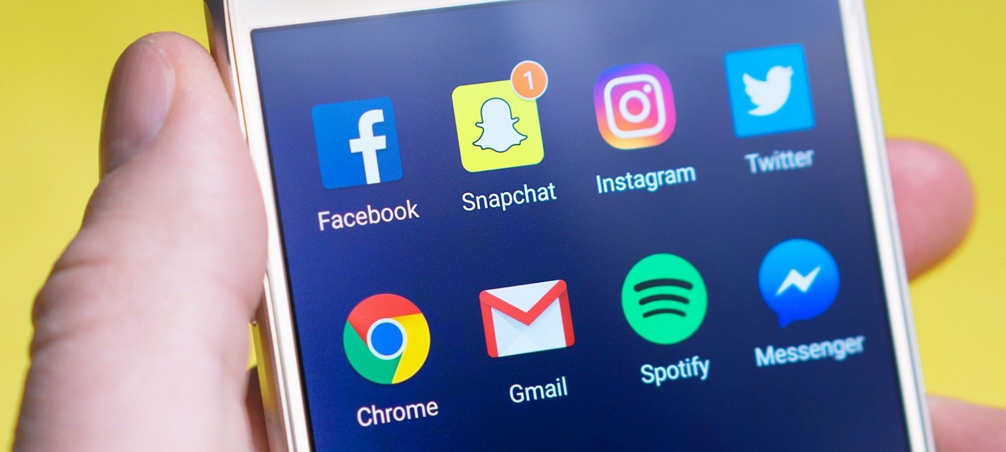 Smartphonedisplay mit Icons von Sozialen Netzwerken
